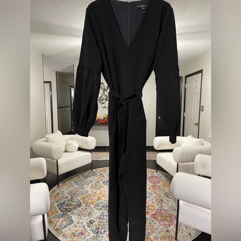 Maggy London Ballon Sleeve Black Jumpsuit